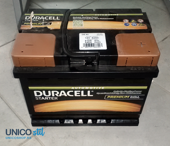 Akumulator Duracell Starter 12v,62ah, D+,DS 62