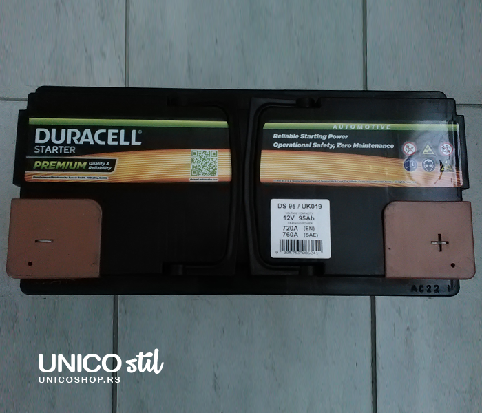 Akumulator Duracell starter 12v,95ah, D+,720a 354*175*190 DS 95 